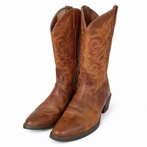 Justin Men's Stampede Brown Embroidered Leather Western Cowboy Boots 12 D